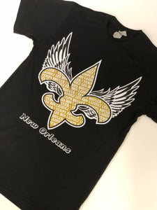 Fleur De Lis with Angel Wings T-Shirt