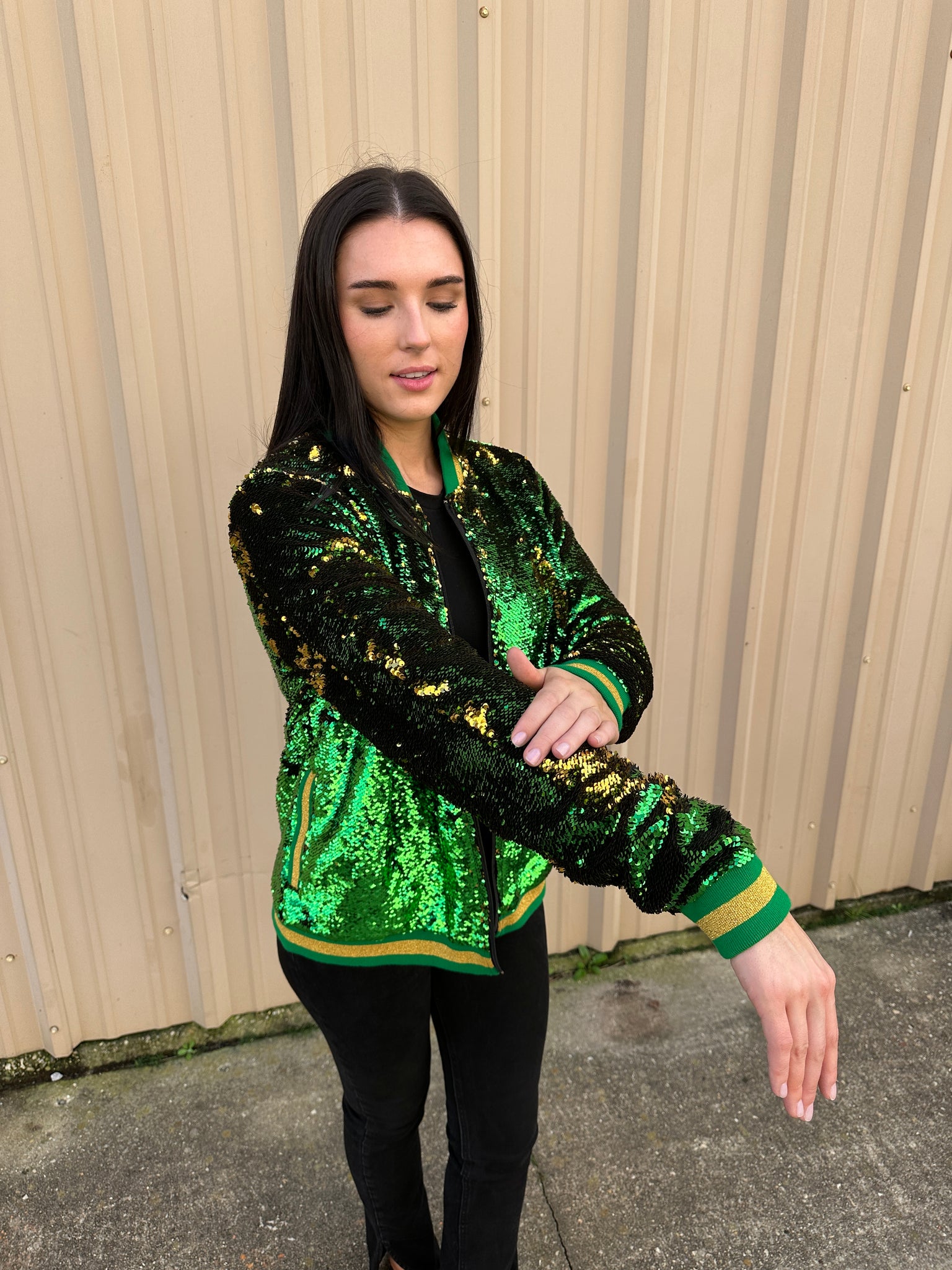 Sequin Jacket Green and Gold Adult Classic - Main Image