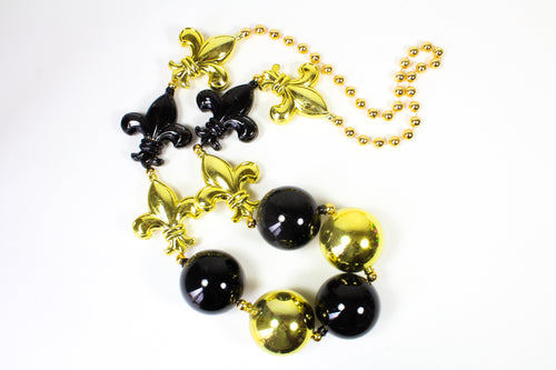 Black & Gold Fleur de Lis Bauble Beads