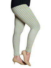 Purple Green Gold Candy Cane Print Tights/Leggings