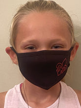 Pink Rhinestone Fleur de Lis Kids Face Mask